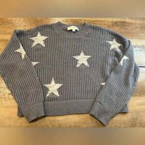 Sugar Fox‎ Gray Star Crew Neck Sweater